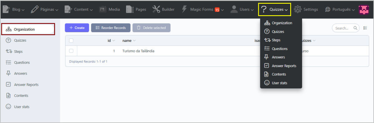 Online QuizManager Back Office Management of the quiz - organization Online QuizManager Back Office Management of the quiz - organization